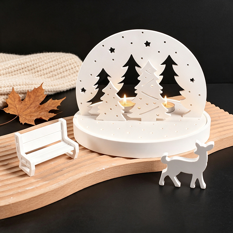 Candle Supplies Kit - Kerst-Eland Theelicht Houder Siliconen Molds, 3D