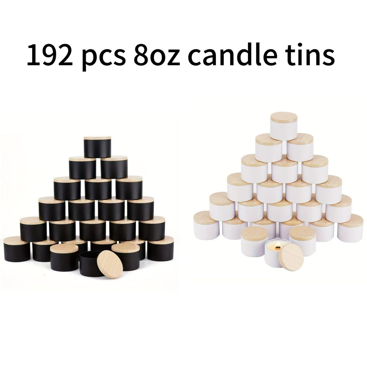 Candle Vessel Supplies - 192 stks 8 oz Mat Zwart/wit