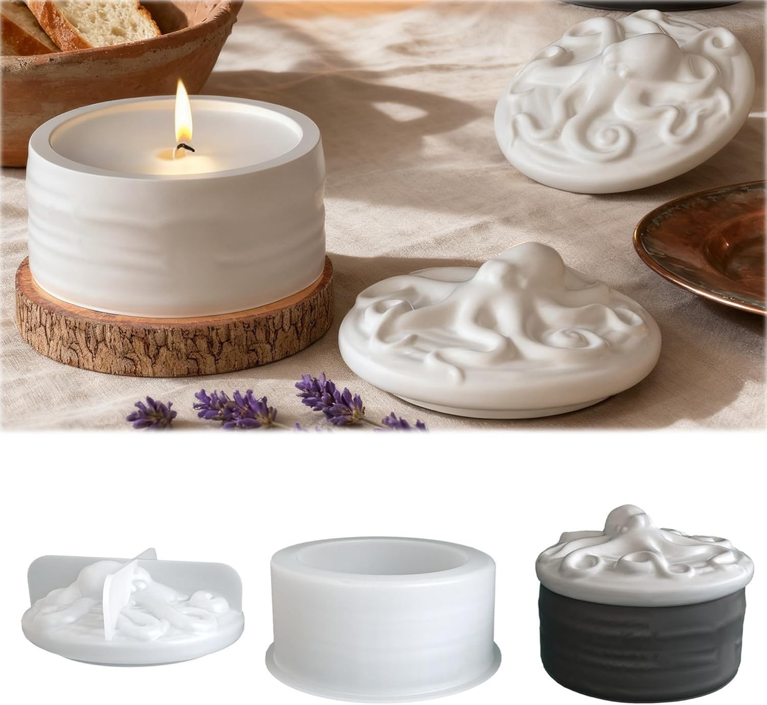 Candle Vessel Supplies - Octopus deksel kaarsenpot siliconen mal set
