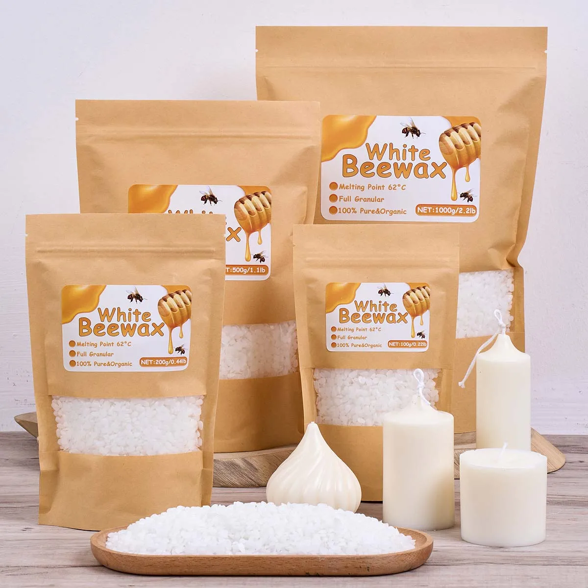 Candle Supplies Beeswax - 500g Witte Bijenwas DIY Kaarsen Maken
